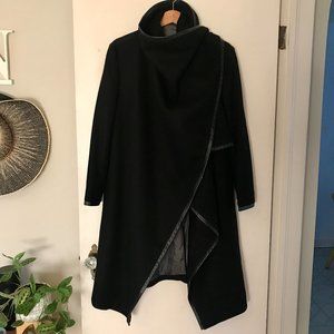 Custom Designed & Tailored Wool / Leather Coat, Size M